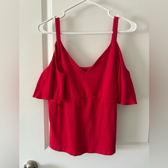 Boston Proper Red Cold Shoulder Top Red - Picture 5 of 5
